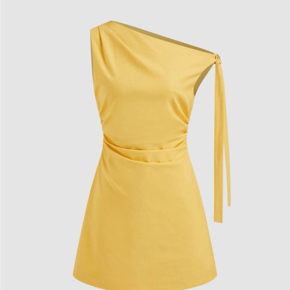 Elegant Yellow One-Shoulder Dress